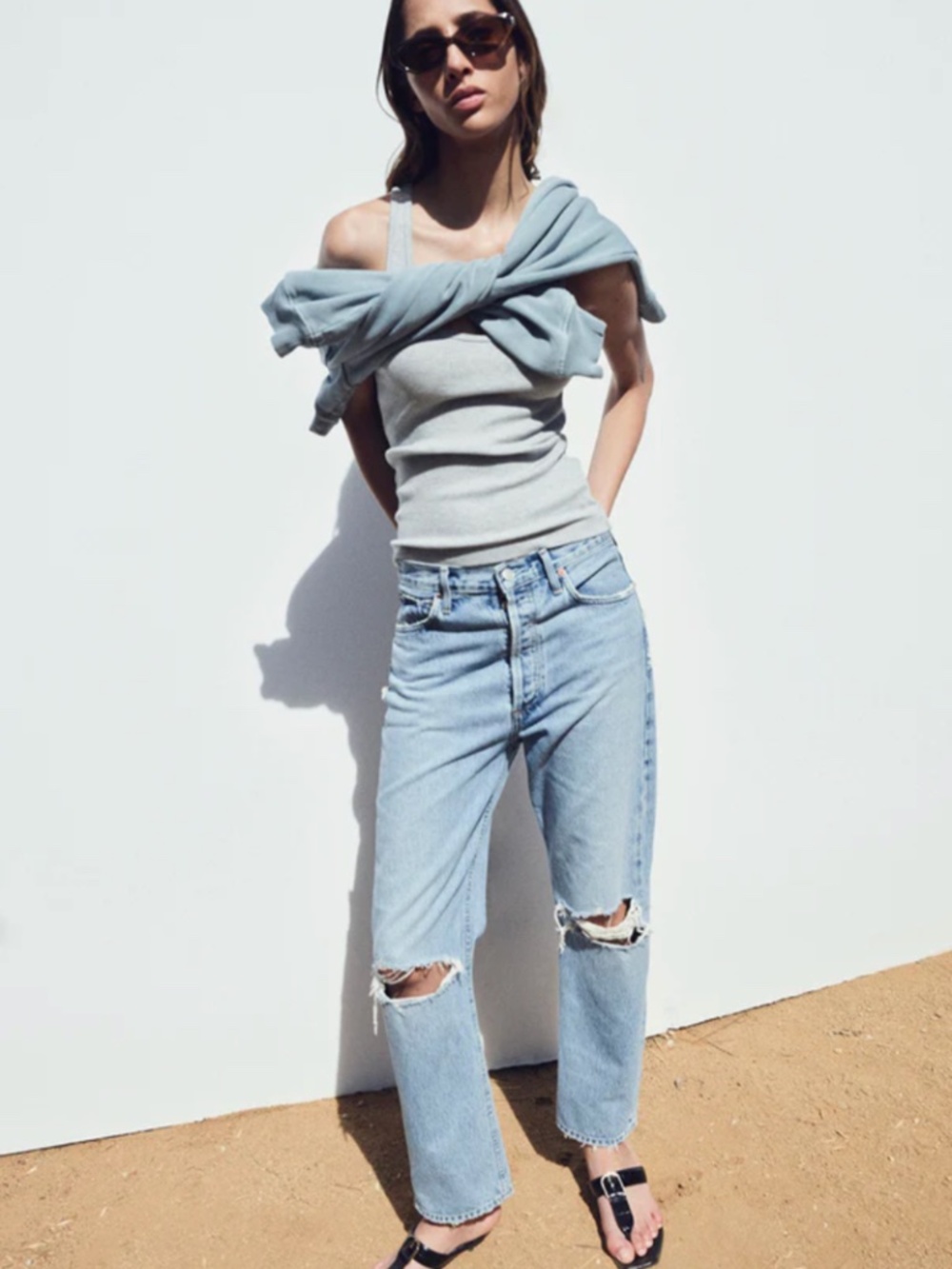 Agolde 90's Riley Distressed Straight Leg Jean Size 25 $289